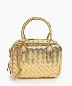 Woven Leather Shoulder Bag – Luxe Shine Edition